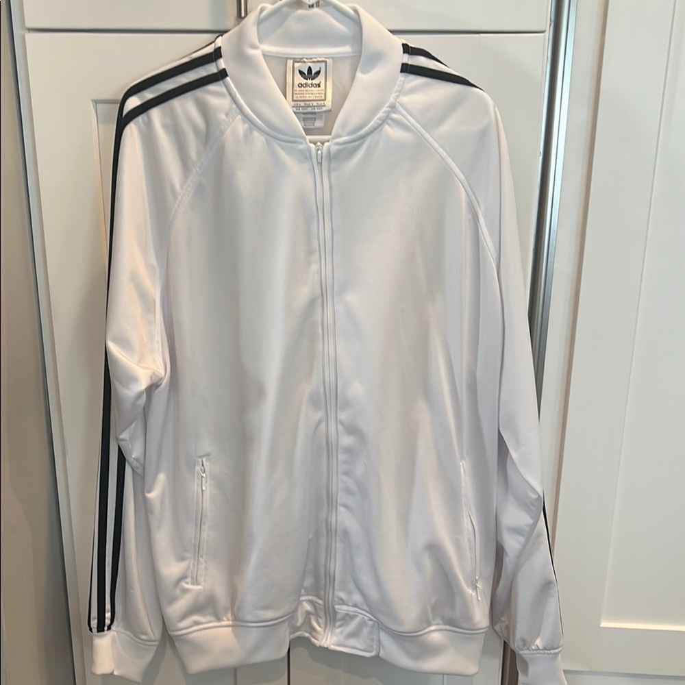 Adidas vintage White Track Jacket with Black Stripes